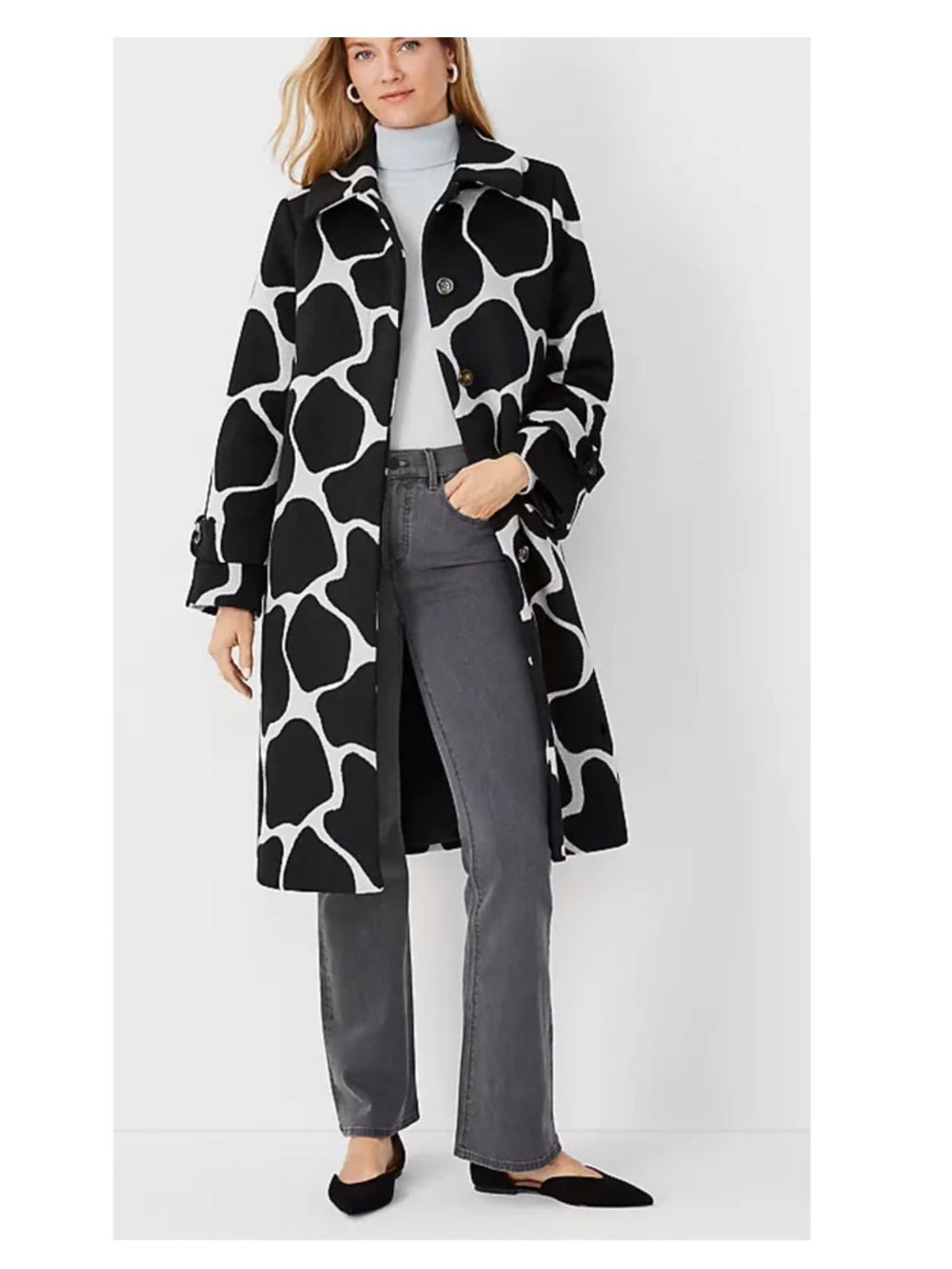 NWT Ann Taylor XL Animal Print Wool Blend Giraffe Print Mac Coat